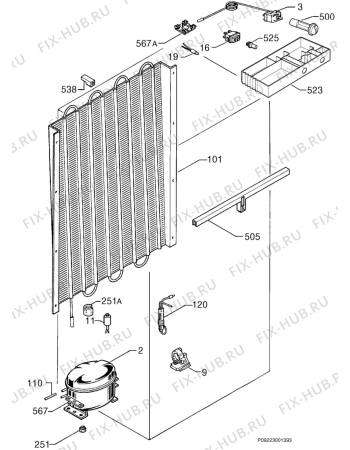 Взрыв-схема холодильника Privileg 002831_7947 - Схема узла Cooling system 017